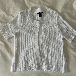 White Knit Short Sleeve Cardigan
